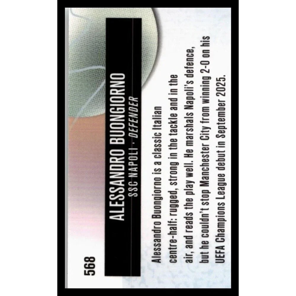2026 Topps Finest Alessandro Buongiorno #568 Napoli Rare